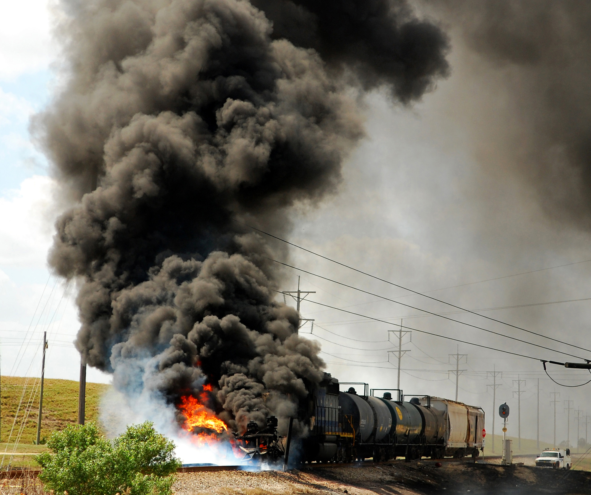 Polk County Sheriff's deputies and Polk County Firefighters were powerless to stop the flames for several hours when a semi truck and train crashed near the 2800 block of SR 60 East in Bartow, Fla.