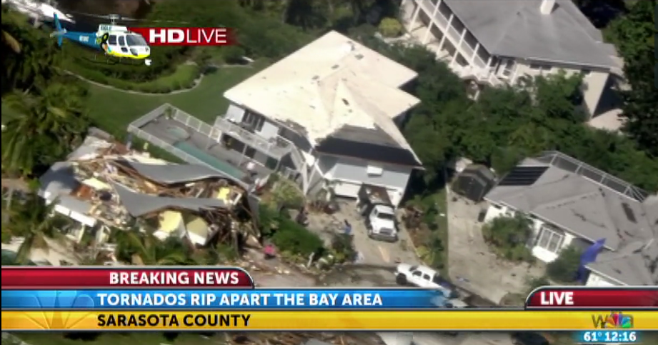 Two tornadoes ripped through Sarasota and Manatee Counties. From Eagle 8, the path is clear.